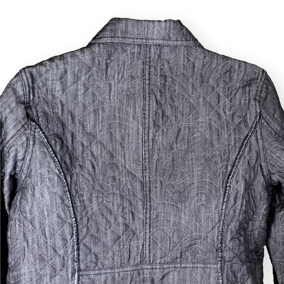 Chico's Charcoal Denim Quilted Zip Up Women's Jacket 16 - Picture 7 of 9